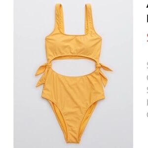 American Eagle Aerie Tie Cut Out One Piece Swimsuit Long